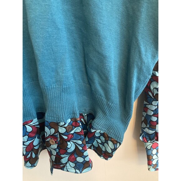 Bisou Bisou Women’s Fall Sweater Multicolor V-Neck Collared Layered Size Large - Picture 2 of 16